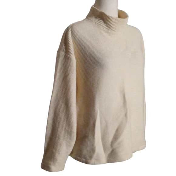 Madewell Antique Cream Beer Funnel Neck Chunky Knit Women Sweater Large - Picture 7 of 12